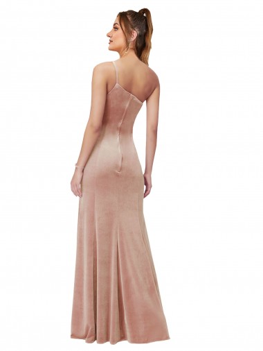 Rose Fourreau Velours Stretch Longue Formelles Robes demoiselle d'honneur / Robes de soirée / Robes de bal