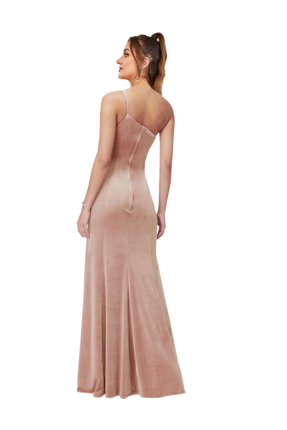 Rose Fourreau Velours Stretch Longue Formelles Robes demoiselle d'honneur / Robes de soirée / Robes de bal Pas Cher