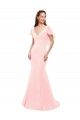 Rose Sirène Col V Mousseline Longue Robes demoiselle d'honneur Pas Cher