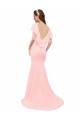 Rose Sirène Col V Mousseline Longue Robes demoiselle d'honneur Pas Cher