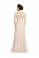 Rose Trapèze Bretelles spaghetti Tulle Longue Robes demoiselle d'honneur Pas Cher