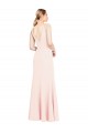 Rose Trapèze Col V Crêpe Stretch Longue Formelles Robes demoiselle d'honneur / Robes de soirée / Robes de bal Pas Cher