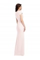 Rose Trapèze Col V Crêpe Stretch Longue Formelles Robes demoiselle d'honneur / Robes de soirée / Robes de bal Pas Cher