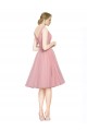 Rose Trapèze Col V Tulle Courte Robes demoiselle d'honneur / Robes de cocktail Pas Cher