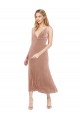 Rose Trapèze Col V midi Velours Stretch Courte Robes demoiselle d'honneur / Robes de bal / Robes de cocktail Pas Cher
