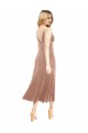 Rose Trapèze Col V midi Velours Stretch Courte Robes demoiselle d'honneur / Robes de bal / Robes de cocktail Pas Cher