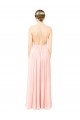 Rose Trapèze Licou Mousseline Longue Robes demoiselle d'honneur Pas Cher