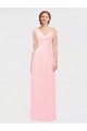 Rose Trapèze Mousseline Longue Robes demoiselle d'honneur Pas Cher