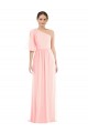 Rose Trapèze Mousseline Longue Robes demoiselle d'honneur Pas Cher
