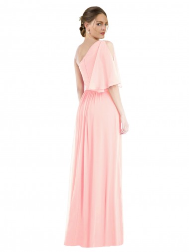 Rose Trapèze Mousseline Longue Robes demoiselle d'honneur