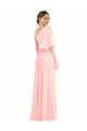 Rose Trapèze Mousseline Longue Robes demoiselle d'honneur Pas Cher