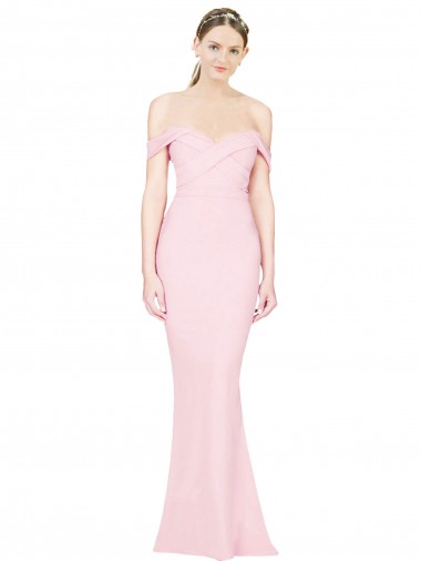 Rose Trapèze Sans bretelle Crêpe Stretch Longue Formelles Robes demoiselle d'honneur / Robes de soirée / Robes de bal Pas Cher