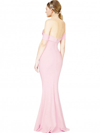 Rose Trapèze Sans bretelle Crêpe Stretch Longue Formelles Robes demoiselle d'honneur / Robes de soirée / Robes de bal