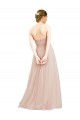 Rose Trapèze Sans bretelle Tulle Longue Robes demoiselle d'honneur Pas Cher