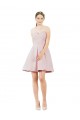 Rose Trapèze Satiné Courte Robes demoiselle d'honneur / Robes de cocktail Pas Cher