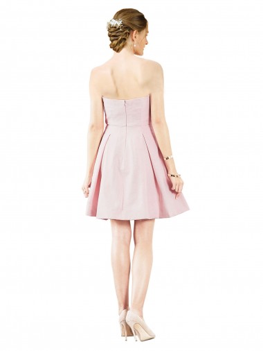 Rose Trapèze Satiné Courte Robes demoiselle d'honneur / Robes de cocktail