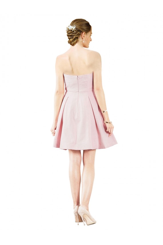 Rose Trapèze Satiné Courte Robes demoiselle d'honneur / Robes de cocktail Pas Cher
