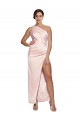 Rose Trapèze Satiné Soyeux Longue Robes demoiselle d'honneur / Robes de bal Pas Cher