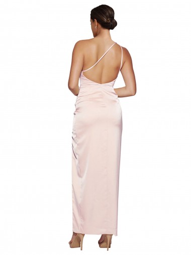 Rose Trapèze Satiné Soyeux Longue Robes demoiselle d'honneur / Robes de bal