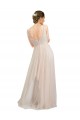 Rose Trapèze Scoop Tulle Longue Robes demoiselle d'honneur Pas Cher