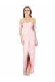 Rose Trapèze Épaule Dénudée Sans bretelle Mousseline Longue Asymétrique Robes demoiselle d'honneur Pas Cher