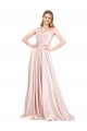 Rose Trapèze Épaule Dénudée Satiné Longue Formelles Robes demoiselle d'honneur / Robes de soirée / Robes de bal Pas Cher