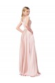 Rose Trapèze Épaule Dénudée Satiné Longue Formelles Robes demoiselle d'honneur / Robes de soirée / Robes de bal Pas Cher
