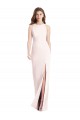 Rose Trompette Bateau Crêpe Stretch Longue Robes demoiselle d'honneur / Robes de bal Pas Cher