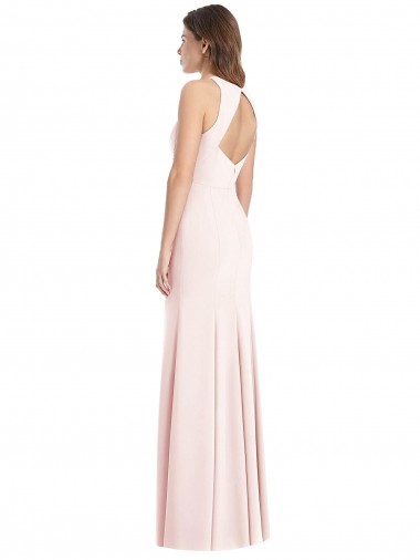 Rose Trompette Bateau Crêpe Stretch Longue Robes demoiselle d'honneur / Robes de bal