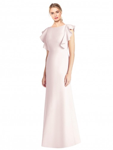 Rose Trompette Bateau Crêpe Stretch Longue Robes demoiselle d'honneur / Robes de bal Pas Cher