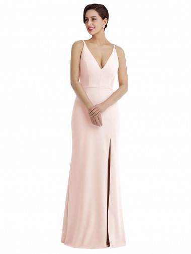 Rose Trompette Col V Crêpe Stretch Longue Formelles Robes demoiselle d'honneur / Robes de soirée / Robes de bal Pas Cher