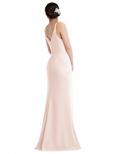 Rose Trompette Col V Crêpe Stretch Longue Formelles Robes demoiselle d'honneur / Robes de soirée / Robes de bal