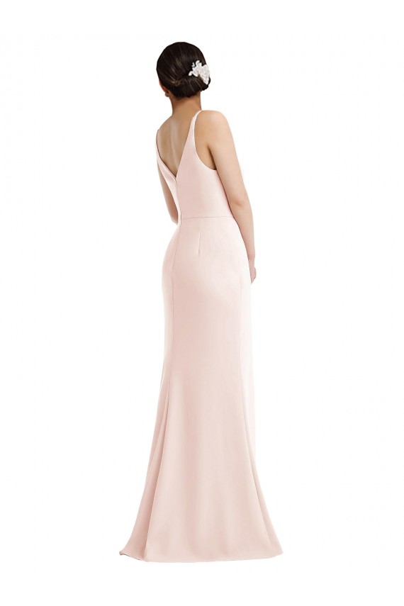 Rose Trompette Col V Crêpe Stretch Longue Formelles Robes demoiselle d'honneur / Robes de soirée / Robes de bal Pas Cher