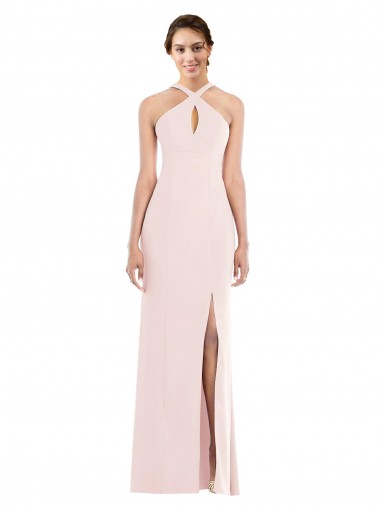 Rose Trompette Licou Crêpe Stretch Longue Formelles Robes demoiselle d'honneur / Robes de soirée / Robes de bal Pas Cher