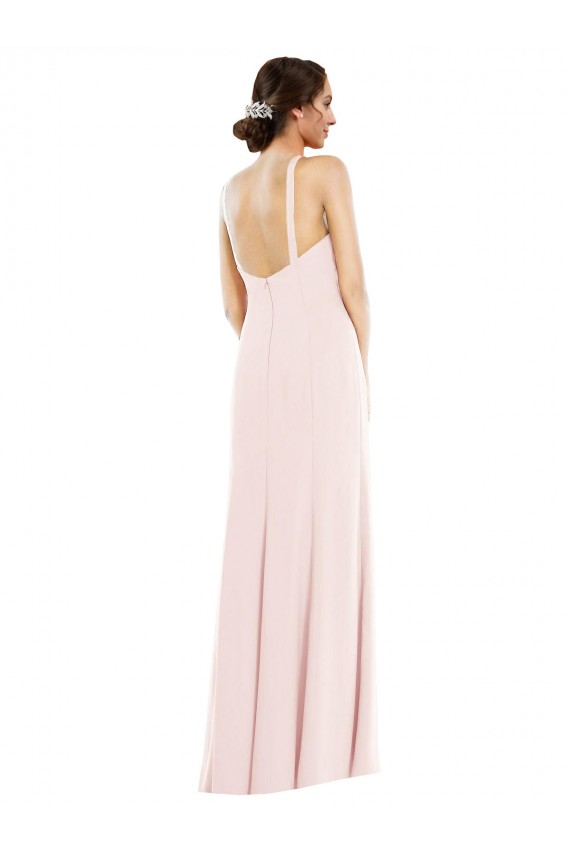 Rose Trompette Licou Crêpe Stretch Longue Formelles Robes demoiselle d'honneur / Robes de soirée / Robes de bal Pas Cher