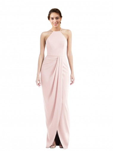 Rose Trompette Licou Crêpe Stretch Longue Robes demoiselle d'honneur / Robes de bal Pas Cher