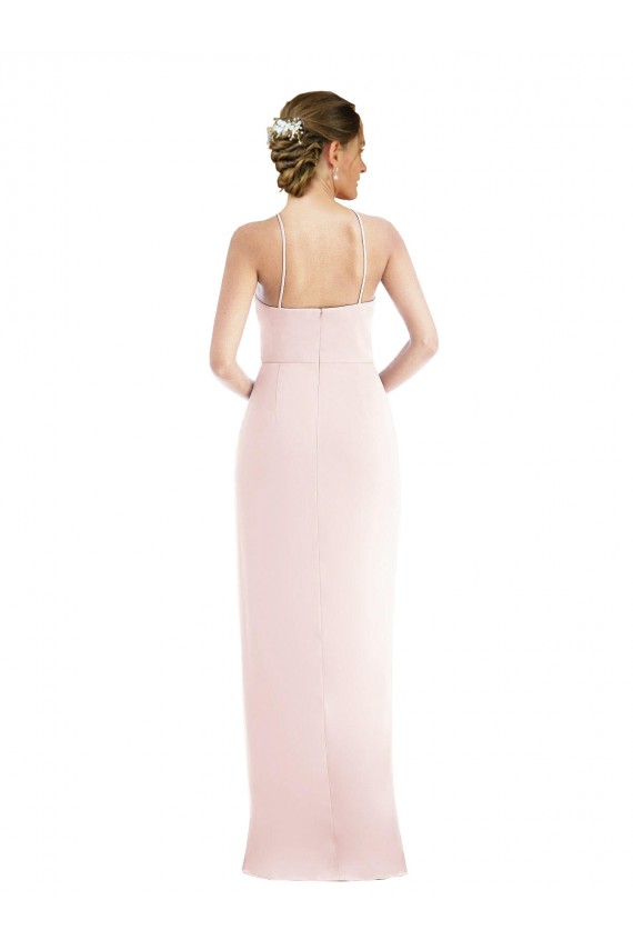 Rose Trompette Licou Crêpe Stretch Longue Robes demoiselle d'honneur / Robes de bal Pas Cher