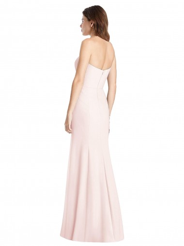Rose Trompette Sans bretelle Crêpe Stretch Longue Robes demoiselle d'honneur / Robes de bal