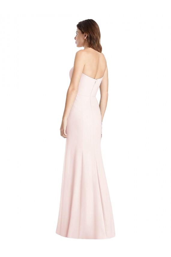 Rose Trompette Sans bretelle Crêpe Stretch Longue Robes demoiselle d'honneur / Robes de bal Pas Cher