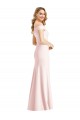 Rose Trompette Épaule Dénudée Col V Crêpe Stretch Longue Formelles Robes demoiselle d'honneur / Robes de soirée / Robes de bal Pas Cher