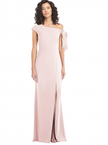 Rose Trompette Épaule Dénudée Crêpe Stretch Longue Formelles Robes demoiselle d'honneur / Robes de soirée / Robes de bal Pas Cher