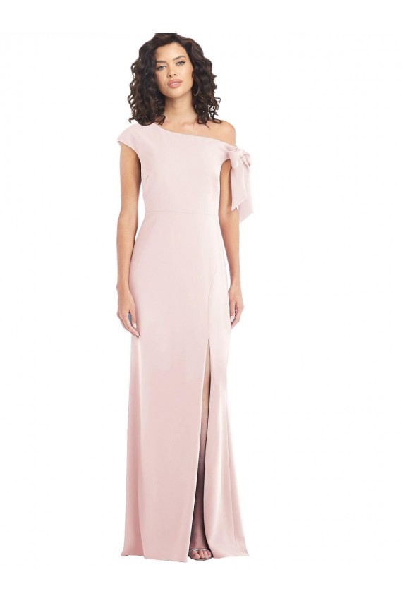 Rose Trompette Épaule Dénudée Crêpe Stretch Longue Formelles Robes demoiselle d'honneur / Robes de soirée / Robes de bal Pas Cher