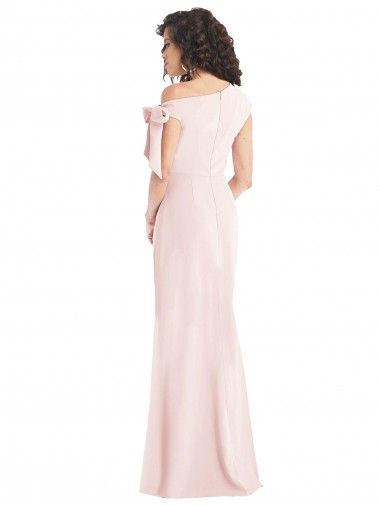 Rose Trompette Épaule Dénudée Crêpe Stretch Longue Formelles Robes demoiselle d'honneur / Robes de soirée / Robes de bal