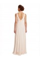 Rose crème Trapèze Bateau Col Haut Mousseline Longue Robes demoiselle d'honneur Pas Cher