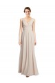 Rose crème Trapèze Col V Mousseline Longue Robes demoiselle d'honneur Pas Cher