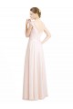 Rose crème Trapèze Mousseline Dentelle Longue Robes demoiselle d'honneur Pas Cher
