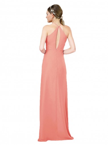 Rose du Désert Fourreau Licou Mousseline Longue Robes demoiselle d'honneur