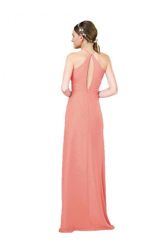 Rose du Désert Fourreau Licou Mousseline Longue Robes demoiselle d'honneur Pas Cher
