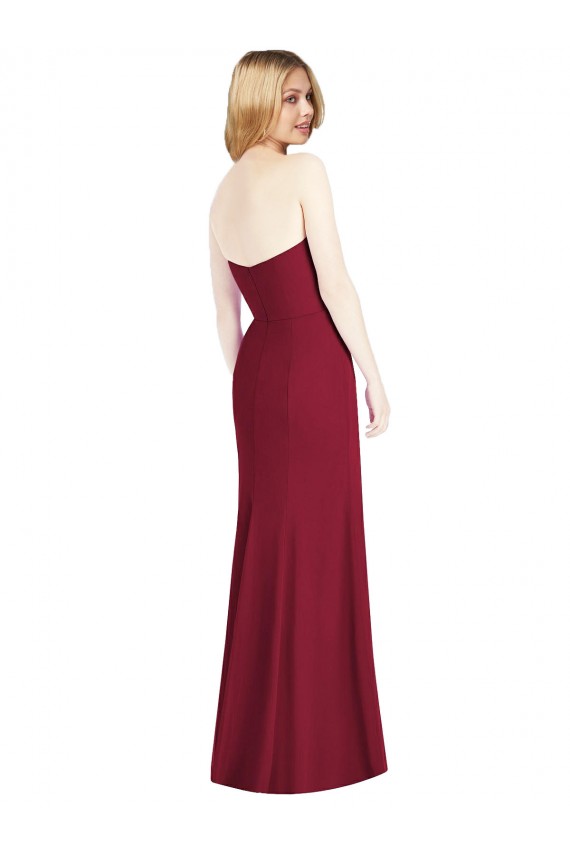 Rose du Désert Trompette Sans bretelle Mousseline Longue Robes demoiselle d'honneur Pas Cher