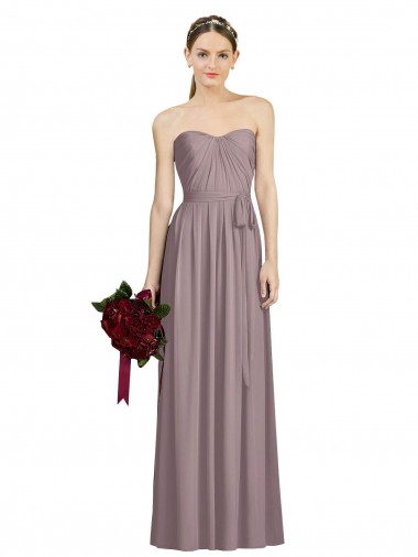 Rose poudré Trapèze Mousseline Longue Robes demoiselle d'honneur Pas Cher